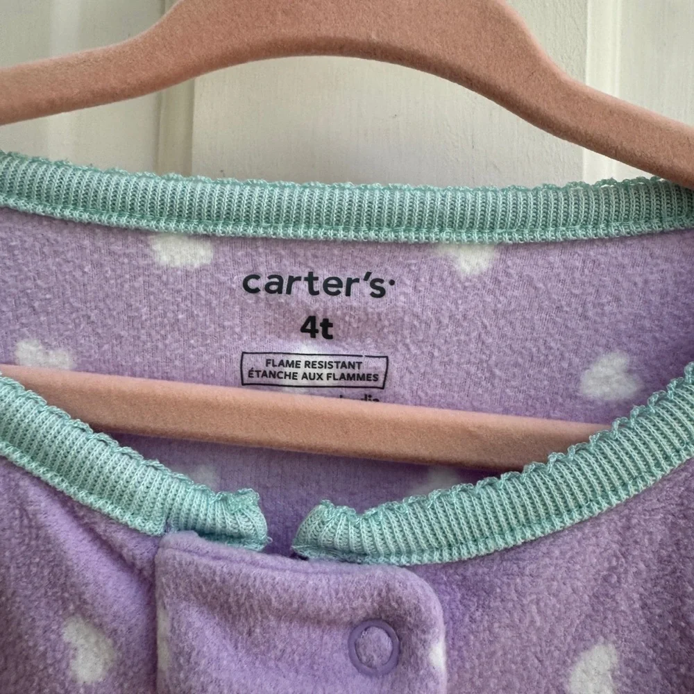NWOT Carter's 4T Girls Lavender Polka Dot Onesie Footie Pajamas
